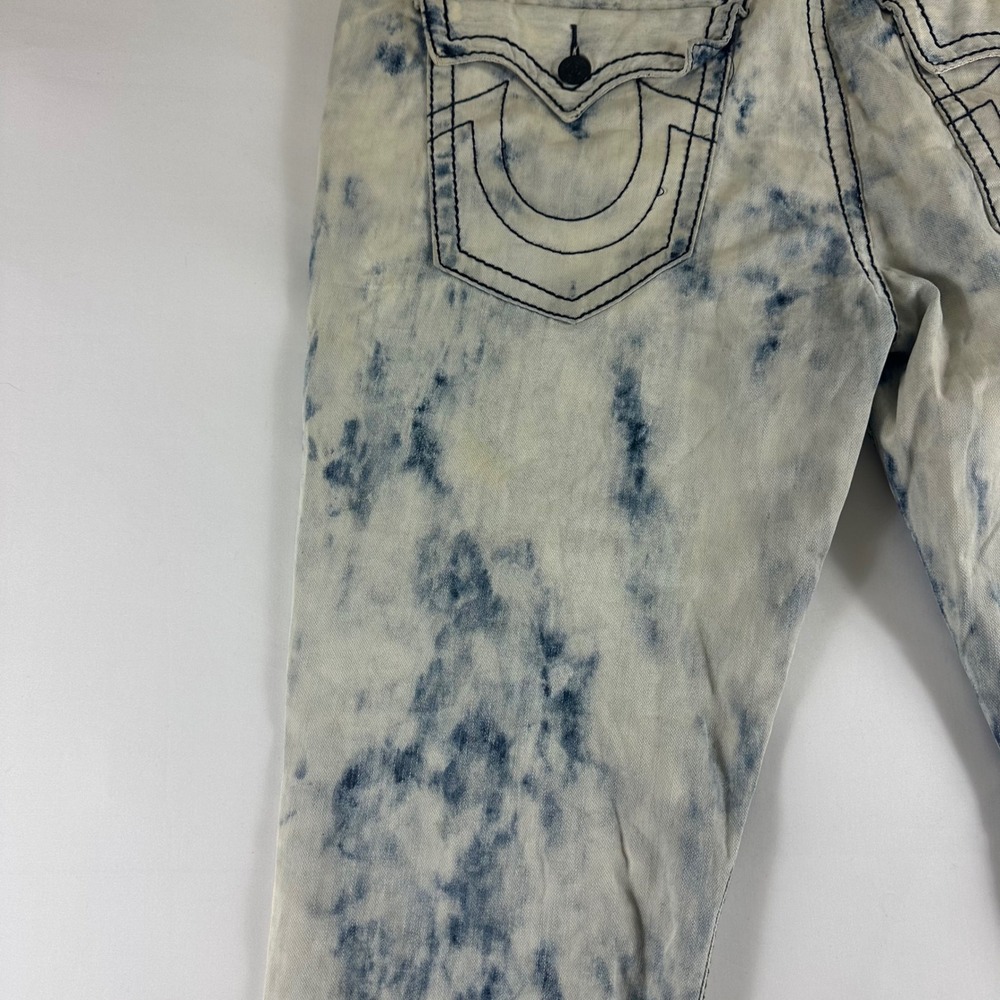 True Religion Mens Size 42 Jeans Acid Wash Denim‎ Straight Leg Pants - Picture 14 of 16